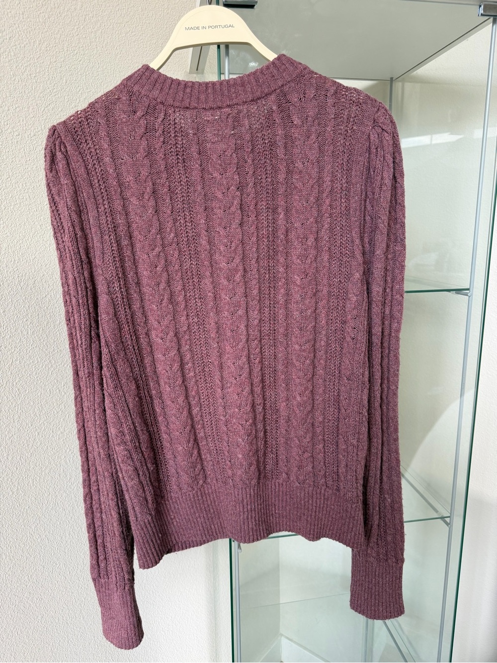 LOFT Mauve Cable-Knit Button-Front Cardigan - Picture 2 of 2